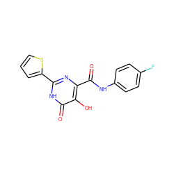 O=C(Nc1ccc(F)cc1)c1nc(-c2cccs2)[nH]c(=O)c1O ZINC000473087678