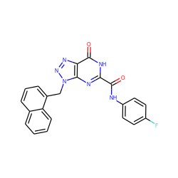 O=C(Nc1ccc(F)cc1)c1nc2c(nnn2Cc2cccc3ccccc23)c(=O)[nH]1 ZINC000013544824