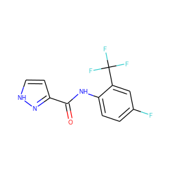 O=C(Nc1ccc(F)cc1C(F)(F)F)c1cc[nH]n1 ZINC000149146158