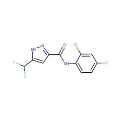 O=C(Nc1ccc(F)cc1Cl)c1cc(C(F)F)[nH]n1 ZINC000473108517