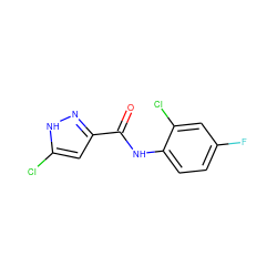 O=C(Nc1ccc(F)cc1Cl)c1cc(Cl)[nH]n1 ZINC000137119418