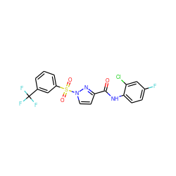 O=C(Nc1ccc(F)cc1Cl)c1ccn(S(=O)(=O)c2cccc(C(F)(F)F)c2)n1 ZINC000473083626