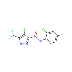 O=C(Nc1ccc(F)cc1Cl)c1n[nH]c(C(F)F)c1Cl ZINC000137142359