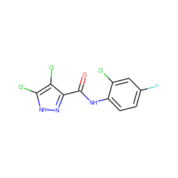 O=C(Nc1ccc(F)cc1Cl)c1n[nH]c(Cl)c1Cl ZINC000137126329