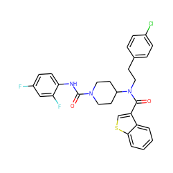 O=C(Nc1ccc(F)cc1F)N1CCC(N(CCc2ccc(Cl)cc2)C(=O)c2csc3ccccc23)CC1 ZINC000044387486