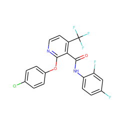 O=C(Nc1ccc(F)cc1F)c1c(C(F)(F)F)ccnc1Oc1ccc(Cl)cc1 ZINC000008647726