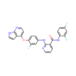 O=C(Nc1ccc(F)cc1F)c1cccnc1Nc1ccc(Oc2ccnc3[nH]ccc23)c(F)c1 ZINC000049088116