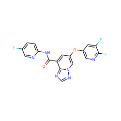 O=C(Nc1ccc(F)cn1)c1cc(Oc2cnc(F)c(F)c2)cn2ncnc12 ZINC001772614325