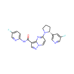 O=C(Nc1ccc(F)cn1)c1cnn2ccc(N3CCC[C@@H]3c3cncc(F)c3)nc12 ZINC000115103473