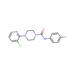 O=C(Nc1ccc(I)cc1)N1CCN(c2ncccc2Cl)CC1 ZINC000013553820