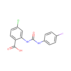 O=C(Nc1ccc(I)cc1)Nc1cc(Cl)ccc1C(=O)O ZINC000013531885