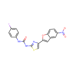 O=C(Nc1ccc(I)cc1)Nc1nc(-c2cc3cc([N+](=O)[O-])ccc3o2)cs1 ZINC000473086102