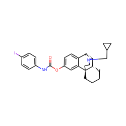 O=C(Nc1ccc(I)cc1)Oc1ccc2c(c1)[C@@]13CCCC[C@H]1[C@@H](C2)N(CC1CC1)CC3 ZINC000049694478