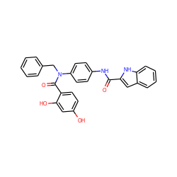 O=C(Nc1ccc(N(Cc2ccccc2)C(=O)c2ccc(O)cc2O)cc1)c1cc2ccccc2[nH]1 ZINC000653763879