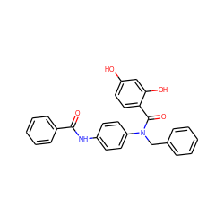 O=C(Nc1ccc(N(Cc2ccccc2)C(=O)c2ccc(O)cc2O)cc1)c1ccccc1 ZINC000653762230