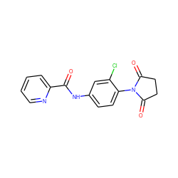 O=C(Nc1ccc(N2C(=O)CCC2=O)c(Cl)c1)c1ccccn1 ZINC000066148732