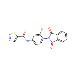 O=C(Nc1ccc(N2C(=O)c3ccccc3C2=O)c(Cl)c1)c1cncs1 ZINC000473154754