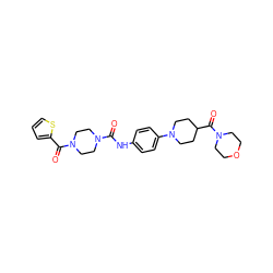 O=C(Nc1ccc(N2CCC(C(=O)N3CCOCC3)CC2)cc1)N1CCN(C(=O)c2cccs2)CC1 ZINC000169708440