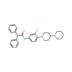 O=C(Nc1ccc(N2CCC(N3CCCCC3)CC2)c(Cl)c1)C(c1ccccc1)c1ccccc1 ZINC000064549811