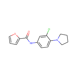 O=C(Nc1ccc(N2CCCC2)c(Cl)c1)c1ccco1 ZINC000000257201