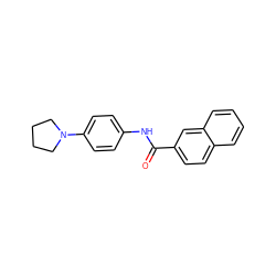 O=C(Nc1ccc(N2CCCC2)cc1)c1ccc2ccccc2c1 ZINC000000859305