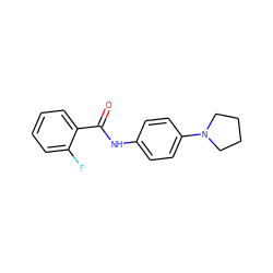 O=C(Nc1ccc(N2CCCC2)cc1)c1ccccc1F ZINC000000339539