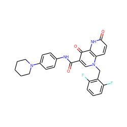 O=C(Nc1ccc(N2CCCCC2)cc1)c1cn(Cc2c(F)cccc2F)c2ccc(=O)[nH]c2c1=O ZINC000073196798