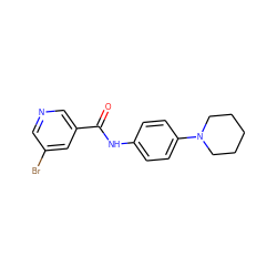 O=C(Nc1ccc(N2CCCCC2)cc1)c1cncc(Br)c1 ZINC000000945189