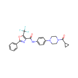 O=C(Nc1ccc(N2CCN(C(=O)C3CC3)CC2)cc1)c1nc(-c2ccccc2)oc1C(F)(F)F ZINC000071317231