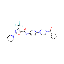 O=C(Nc1ccc(N2CCN(C(=O)C3CCCC3)CC2)nc1)c1oc(N2CCCCC2)nc1C(F)(F)F ZINC000096286506