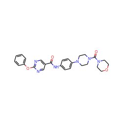 O=C(Nc1ccc(N2CCN(C(=O)N3CCOCC3)CC2)cc1)c1cnc(Oc2ccccc2)nc1 ZINC000084724680