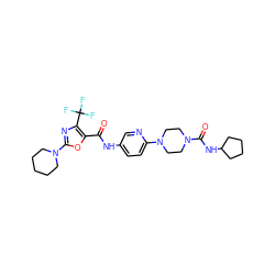 O=C(Nc1ccc(N2CCN(C(=O)NC3CCCC3)CC2)nc1)c1oc(N2CCCCC2)nc1C(F)(F)F ZINC000096286503