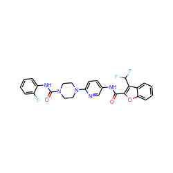 O=C(Nc1ccc(N2CCN(C(=O)Nc3ccccc3F)CC2)nc1)c1oc2ccccc2c1C(F)F ZINC000095591291