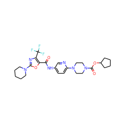 O=C(Nc1ccc(N2CCN(C(=O)OC3CCCC3)CC2)nc1)c1oc(N2CCCCC2)nc1C(F)(F)F ZINC000096286509