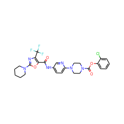 O=C(Nc1ccc(N2CCN(C(=O)Oc3ccccc3Cl)CC2)nc1)c1oc(N2CCCCC2)nc1C(F)(F)F ZINC000096286508