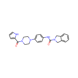 O=C(Nc1ccc(N2CCN(C(=O)c3ccc[nH]3)CC2)cc1)N1Cc2ccccc2C1 ZINC000166353461