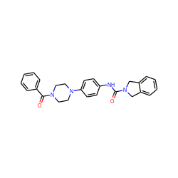 O=C(Nc1ccc(N2CCN(C(=O)c3ccccc3)CC2)cc1)N1Cc2ccccc2C1 ZINC000167274635