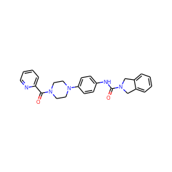 O=C(Nc1ccc(N2CCN(C(=O)c3ccccn3)CC2)cc1)N1Cc2ccccc2C1 ZINC000166885831