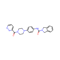 O=C(Nc1ccc(N2CCN(C(=O)c3cccnn3)CC2)cc1)N1Cc2ccccc2C1 ZINC000166438463