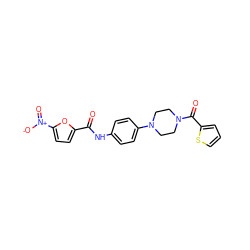 O=C(Nc1ccc(N2CCN(C(=O)c3cccs3)CC2)cc1)c1ccc([N+](=O)[O-])o1 ZINC000001067591