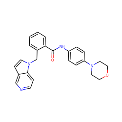 O=C(Nc1ccc(N2CCOCC2)cc1)c1ccccc1Cn1ccc2cnccc21 ZINC000028571910