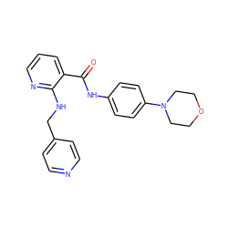 O=C(Nc1ccc(N2CCOCC2)cc1)c1cccnc1NCc1ccncc1 ZINC000113809511