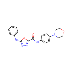 O=C(Nc1ccc(N2CCOCC2)cc1)c1nnc(Nc2ccccc2)o1 ZINC000035876859