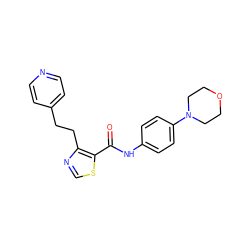 O=C(Nc1ccc(N2CCOCC2)cc1)c1scnc1CCc1ccncc1 ZINC000014946557