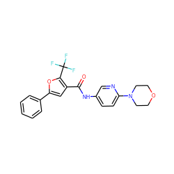 O=C(Nc1ccc(N2CCOCC2)nc1)c1cc(-c2ccccc2)oc1C(F)(F)F ZINC000073157649