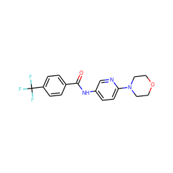 O=C(Nc1ccc(N2CCOCC2)nc1)c1ccc(C(F)(F)F)cc1 ZINC000020219261