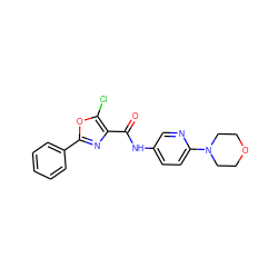 O=C(Nc1ccc(N2CCOCC2)nc1)c1nc(-c2ccccc2)oc1Cl ZINC000073167218