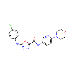 O=C(Nc1ccc(N2CCOCC2)nc1)c1nnc(Nc2ccc(Cl)cc2)o1 ZINC000035878726