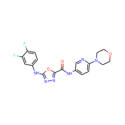 O=C(Nc1ccc(N2CCOCC2)nc1)c1nnc(Nc2ccc(F)c(F)c2)o1 ZINC000084709893