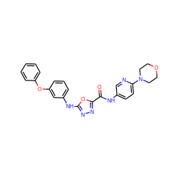 O=C(Nc1ccc(N2CCOCC2)nc1)c1nnc(Nc2cccc(Oc3ccccc3)c2)o1 ZINC000084709903